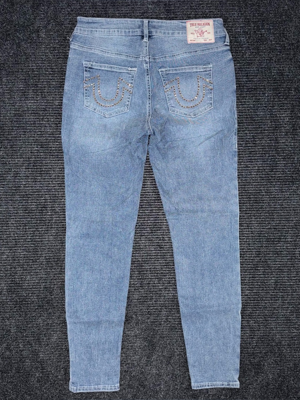 True Religion Jennie Curvy Mid Rise Super Skinny Jeans Sz 28 Bling Pocket Y2K